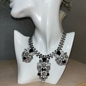 Elegant Black and Silver Statement Necklace